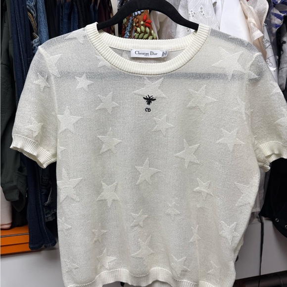 Christian Dior White Star Patterned Top Bee Motif 🐝💫 - Picture 1 of 3